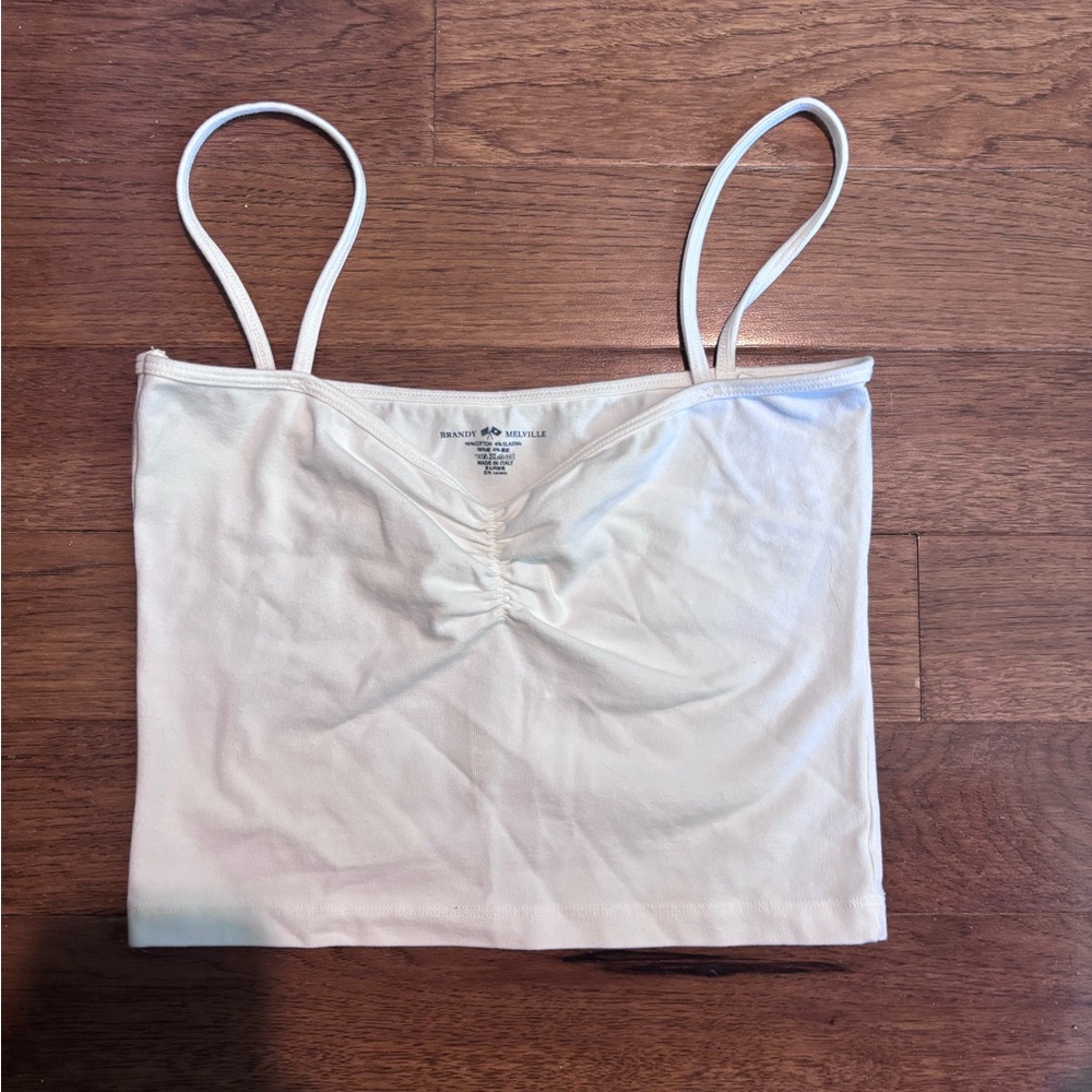 Brandy Melville White Tie Front Crop Camisole